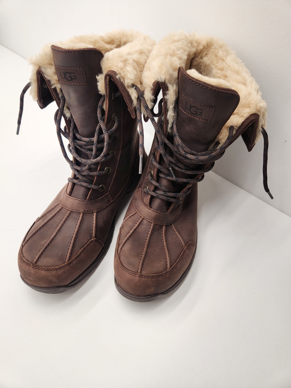 UGG Adirondack III Waterproof Brown Leather Shearling Boots Men's 12 NWOT